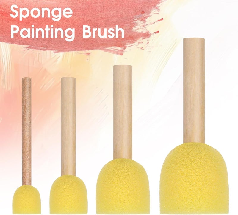 salbsever 4PCS Round Sponges Brush Set Circle Art Sponge Brushes Paint Sponges for Acrylic Painting and Face Paint Sponge Paint Brush Arts and DIY Crafts, 4 Mixed Size, Yellow - Image 5